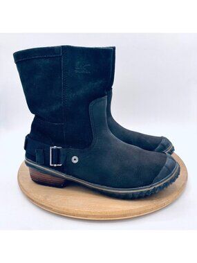 Sorel Duck Boots Womens 8.5 Black Leather Ankle Waterproof Barn Chore